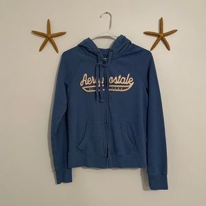 Blue white and yellow Aeropostale zip up hoodie
